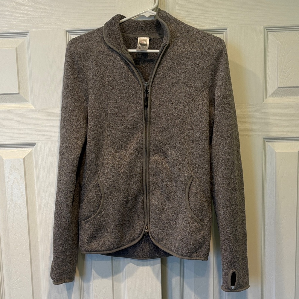 North Face Women’s Grey Fleece Zip Up Sweatshirt Size M